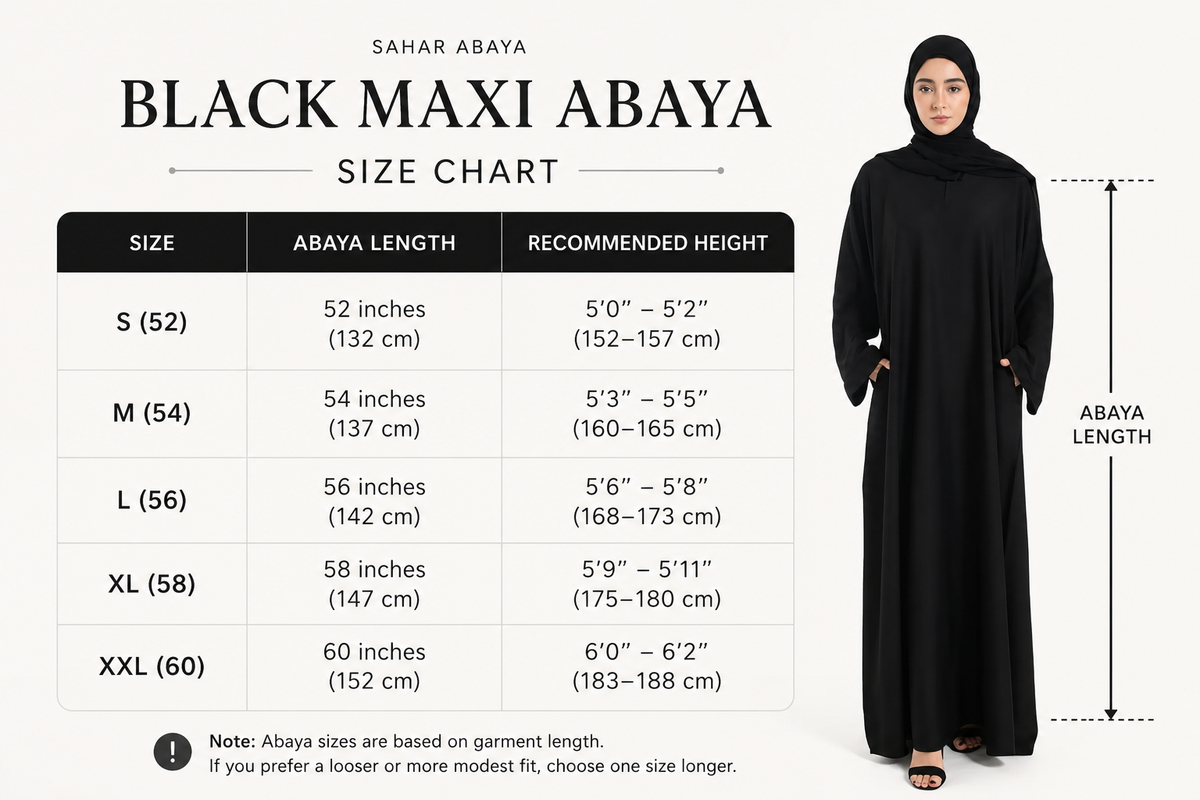 Black Maxi Abaya With Two Side Pockets