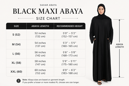 Black Maxi Abaya With Two Side Pockets