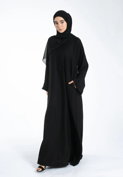 Black Maxi Abaya With Two Side Pockets