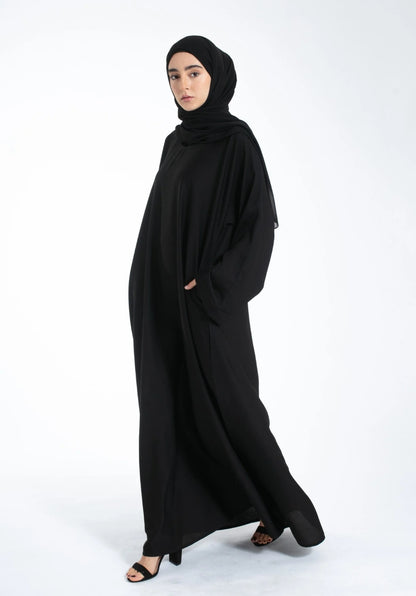 Black Maxi Abaya With Two Side Pockets
