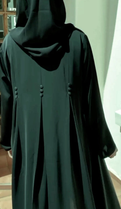 FLAIR PLEATED ABAYA ( 1 Piece) abaya Sahar Abaya XS (50) DARK GREEN 