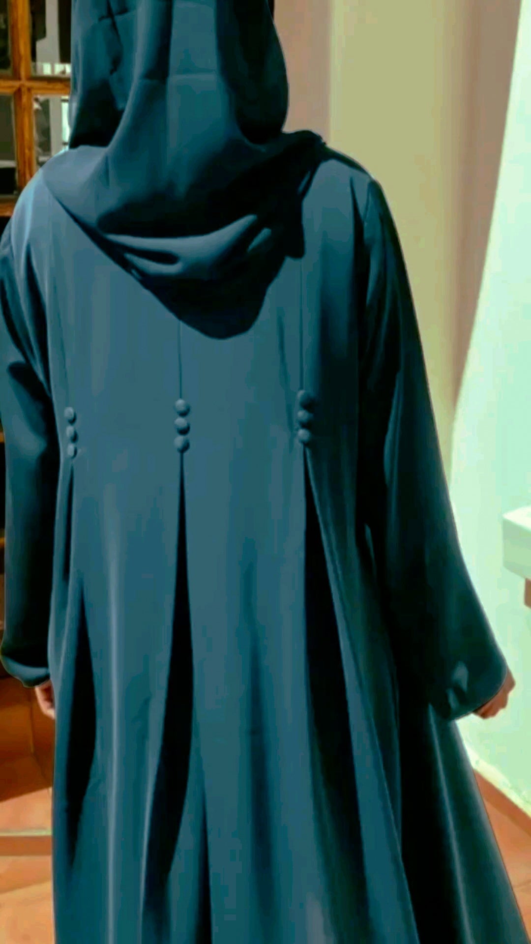 FLAIR PLEATED ABAYA ( 1 Piece) abaya Sahar Abaya XS (50) SEA GREEN 