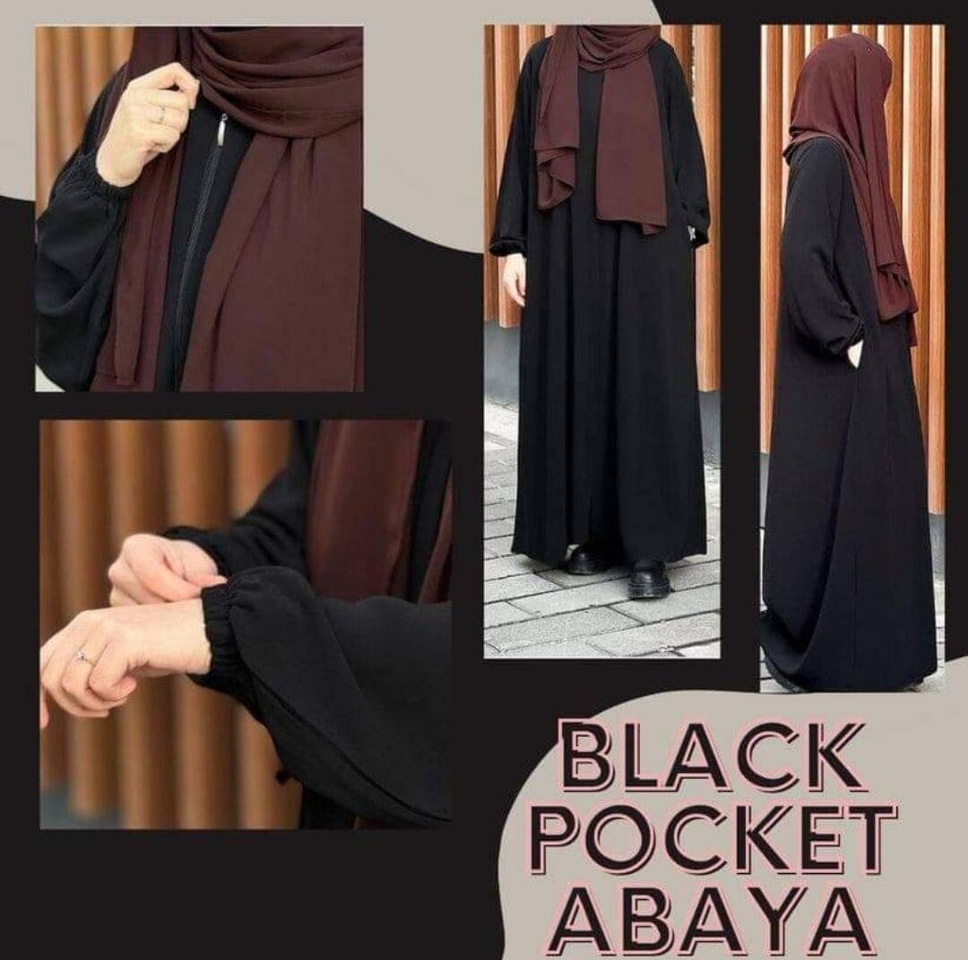 Front Zip Pocket Abaya ( with black stoller ) My Store XS (50) With Stoller (Rs. 3700) 